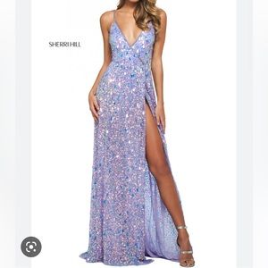 Sherri Hill Lilac V neck Prom Dress 53893